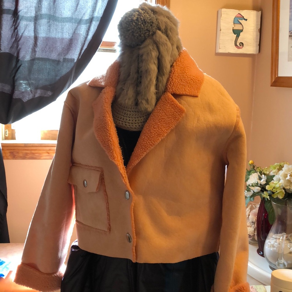 Zara blush multi fabric jacket NWT